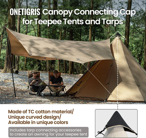 OneTigris Tarp Tent Connecting Cap, Waterproof Tarp Adapter, General Purpose Tent Triangle, Outdoor Camping Accessory