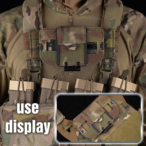 Zhongren 4.7"-6.7" Tactical Plate Carrier MOLLE Vest Phone Holder Universal Cell Phone Chest Mount Pouch Adjustable