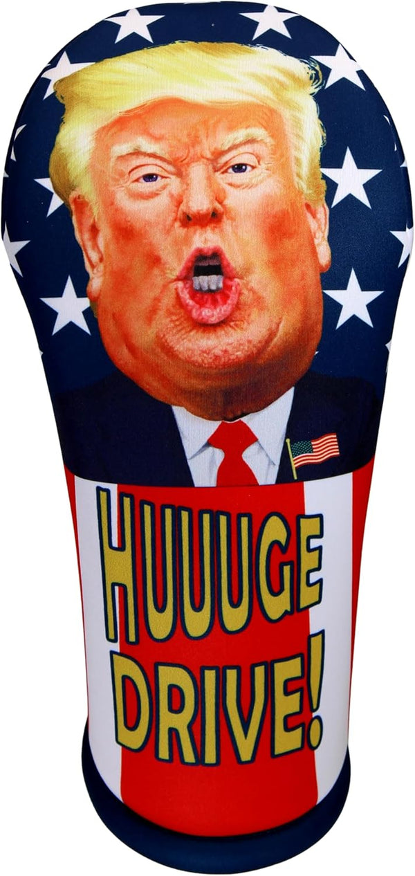 Trump Driver Golf Club Headcover - HUUUGE Drive! MAGA Fun! Easy On/Off, Made in USA by BeeJos, Golf Gift Accessory