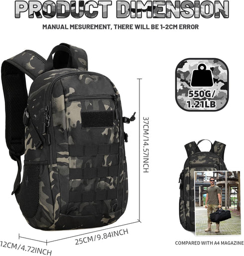 HUNTVP Mini Daypack Military MOLLE Backpack Rucksack Gear Tactical Assault Pack Bag for Hunting, Camping, Trekking
