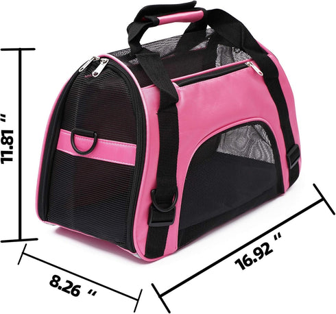 Soft-Sided Pet Carrier for Cats and Dogs, Airline Approved Carrier for Small Medium Pets up to 15 Lbs (Small, Pink)