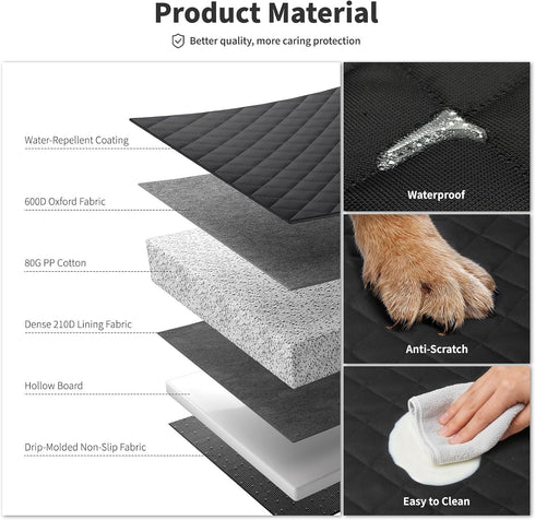 3 400lbs, HOTEAGLE Pet Car Seat Cover with Separate Hard Bottom Plates, Ideal for Car/SUV/Small Trucks, Back Seat