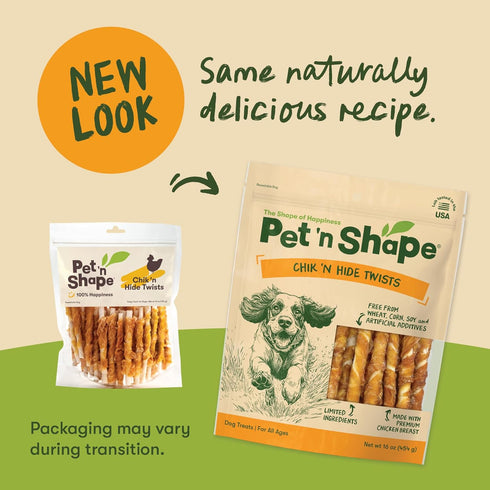 16 oz Pet 'n Shape Chik 'n Hide Twists Chicken Wrapped Rawhide Natural Dog Treats, Small