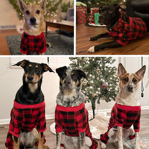 SCENEREAL Dog Pajamas for Small to Large Dogs, Warm Puppy Onesie Outfits for Winter Christmas - Dog Jammies Pjs
