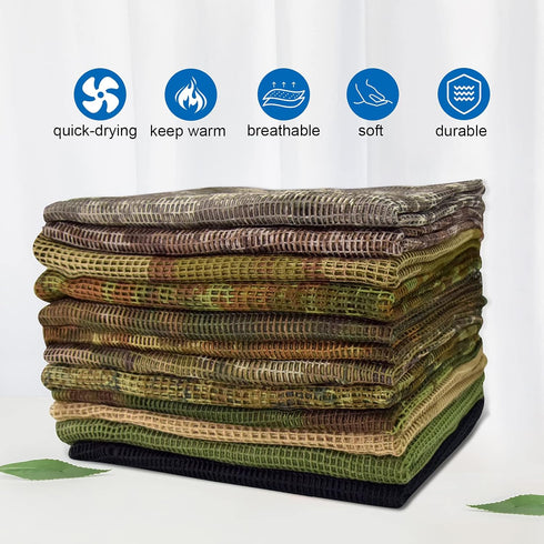 GRVCN Sniper Veil Tactical Scarf, Military Body Camo Mesh Net with Double-Sided Camouflage Pattern