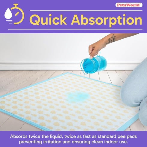 37"x54" 25 Count PetsWorld Health Monitoring Dog Pee Pads XXXL Color-Changing Pet Pee Pads for Dogs & Pets, Leak-Proof