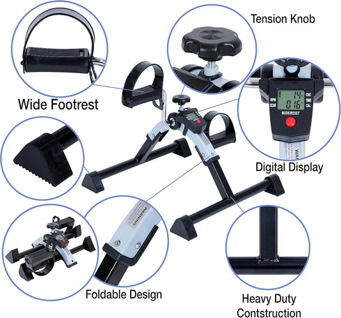 iLiving Under Desk Bike Pedal Exerciser with Electronic Display, Mini Bike for Legs and Arms Workout