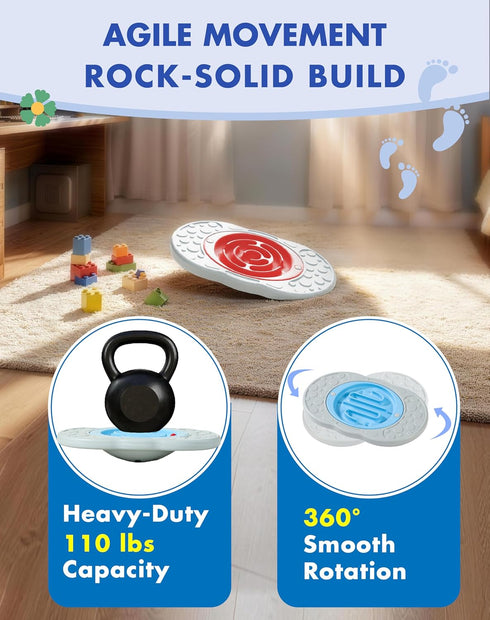 2-in-1 3 3 3-12 Kids Maze Balance Board, Swappable Labyrinths & Challenge Balls, Non-Slip Rubber Base Wobble Board