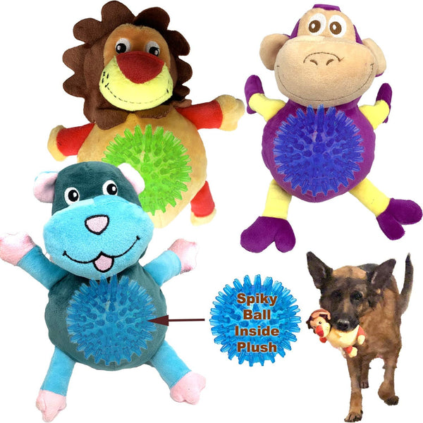 Jalousie Extra-Large Dog Squeaky Toy, Interactive Rope Plush Toy for Small Medium Large Breeds, 3 Pack