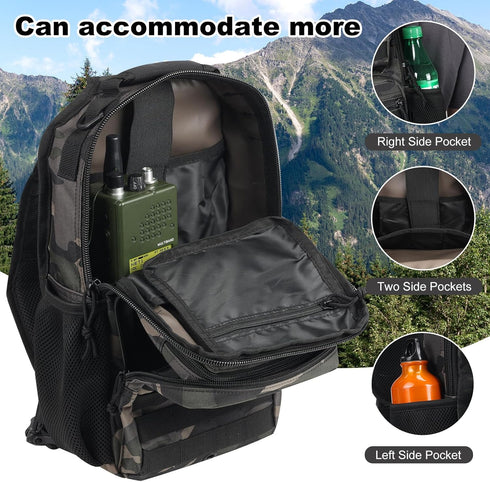 Pack Backpack Rover Sling Tactical Shoulder Sling Bag with Bottle Holder Crossbody Chest Bag, Black Camo