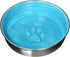 Loving Pets Le Bol Dog Food Water Bowl, Large, Enamel Ceramic, No Tip, Stainless Steel, Spill Proof, Siene Blue