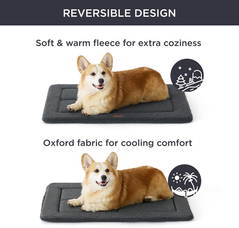 Bedsure Washable Dog Crate Bed for Small Dogs, Reversible Foam Floor Dog Mat, Lightweight Travel Flat Pet Beds for