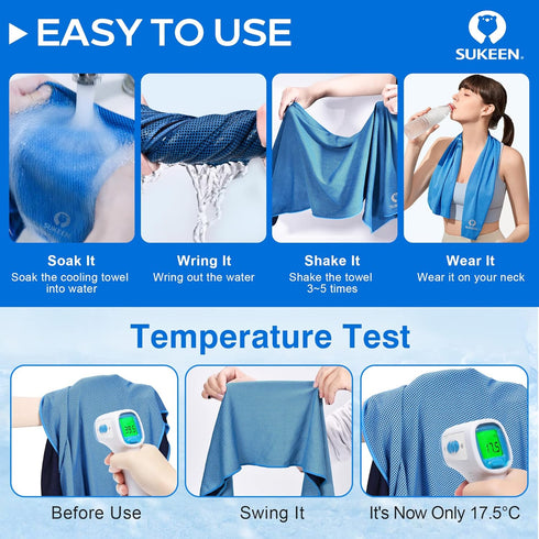(40"x12") Sukeen Cooling Towel Bulk Ice Towel,Soft Breathable Chilly Towel,Microfiber Towel