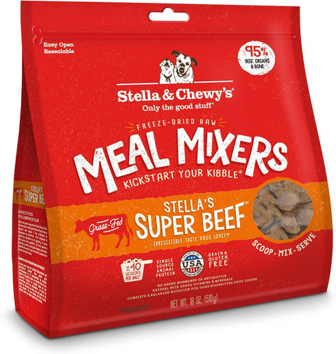 Stella & Chewy's Freeze Dried Raw Super Beef Meal Mixer, Dog Food Topper for Small & Large Breeds, Grain Free, Protein