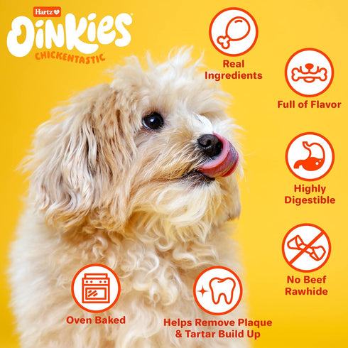 Oinkies Chickentastic Tender Bullies Dog Treats, 20 Count, Real Chicken Breast & Beef Bully Stick Flavor, Rawhide-Free