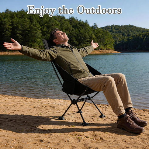 Backpacking High Back Lightweight Camping Chair for Adults with Wide Seat and Head Support,Ultralight Compact Chair