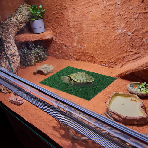 GANAZONO Fish Tank Artificial Grass Turf for Turtle Basking Platform, Reptile Supplies, Dark Green