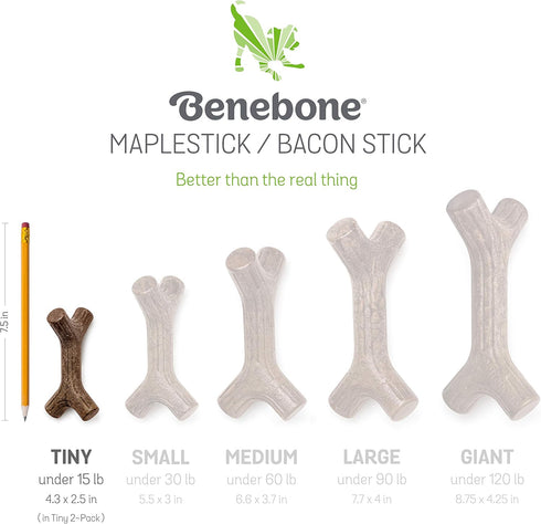 Benebone Puppy 2-Pack Maplestick/Zaggler Durable Dog Chew Toys for Gentle Chewers, Tiny, Made in USA