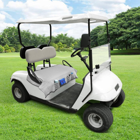 Golf Cart Seat Covers Gray Cooling Ice Silk Blanket for EZGO TXT RXV/Club Car DS Precedent, 4 Pockets for 2-Person Seats
