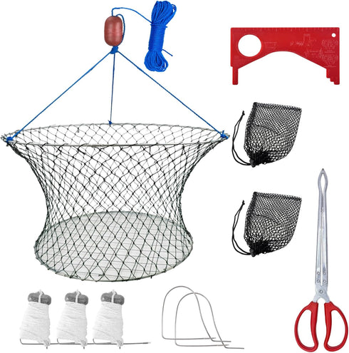 AQWXC Double Ring Crab Trap - Steel Ring Crab Net, 24" Top, 20"