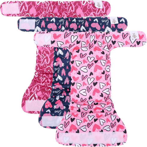 3 Pack WWD20M CuteBone Washable Dog Diapers Female No Tail Hole Reusable Doggie Period Training Pants Valentines