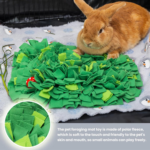 Chinchilla, Rabbit Foraging Mat, Interactive Bunny Foraging Toy Indoor, Soft Pet Feeding Mat Toy Also for Hedgehog