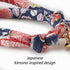 Necoichi Chirimen Hanabi Fireworks Cat Collar (Navy) with Bell - Safety Breakaway Soft Lightweight