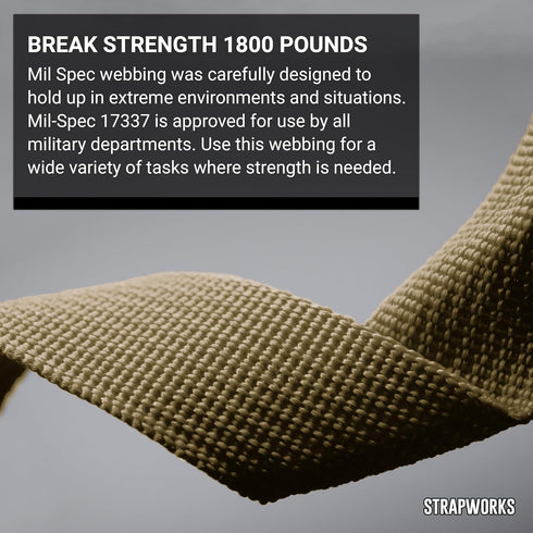 17337 Strapworks MilSpec Webbing Berry Compliant Heavy Duty Nylon Strap Roll for Tactical, Climbing Harness, Rescue