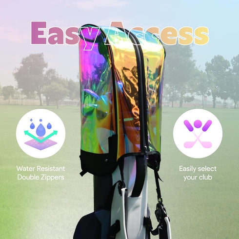 Incontro Premium Hologram Golf Bag Rain Hood Cover - Waterproof, Color Changing, Durable TPU, Fits 8.5 to 9.5 Inch Bags