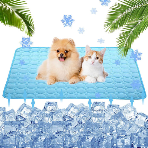 Cooling Mat for Dogs Cats, Upgraded Self Cooling Mat Pad Blanket, Reusable Ice Silk Dog Cooling Pad, Washable Soft