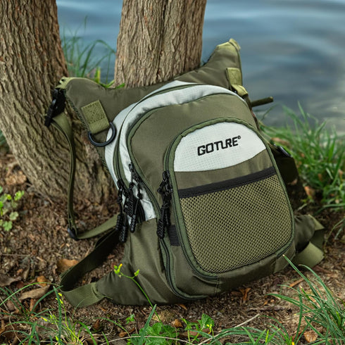 Goture Lightweight Fly Fishing Chest Pack, Tackle Storage Bag with Adjustable Padded Waist and Neck Strap
