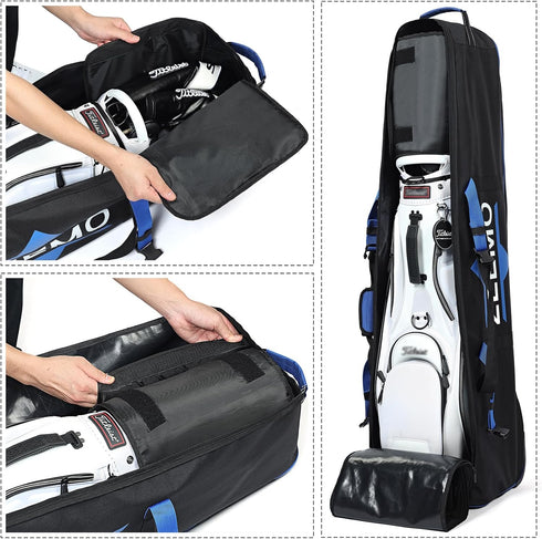 ZEEMO Golf Travel Bag, Full-Open Wheeled Airline-Approved Case for Golf Clubs, Waterproof Cover in Black