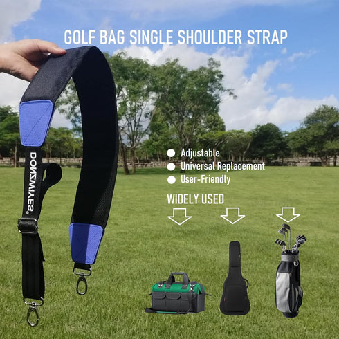Golf Bag Shoulder Strap - Upgraded Single Padded Adjustable Straps Universal Replacement (Black, 1 Pack)