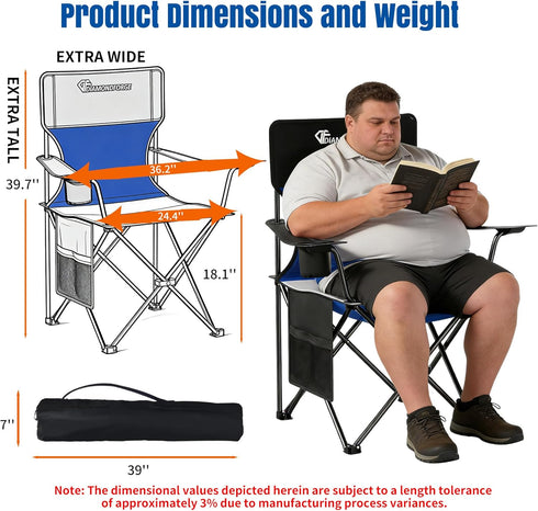 (500LBS Oversized/300LBS DIAMONDFORGE High Back Camping Chair for Adult, Portable Folding Camp Chair, Outdoor Camping