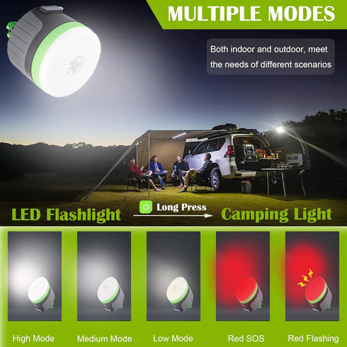 LIT-PaTH LED Camping Lantern, Rechargeable Light with Magnet Base, 4400 mAh, Large Green, Survival Kit