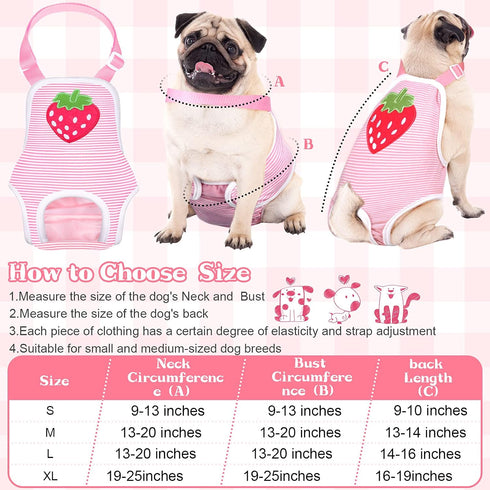 3 Nuanchu Pcs Female Dog Diaper Sanitary Panties with Adjustable Suspender, Washable Reusable Doggie Diapers for Small