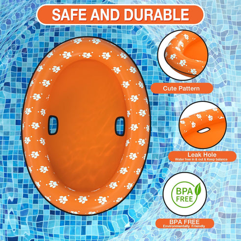Pet Soft Dog Float Raft - Inflatable Swimming Float for Summer (Small, Orange)