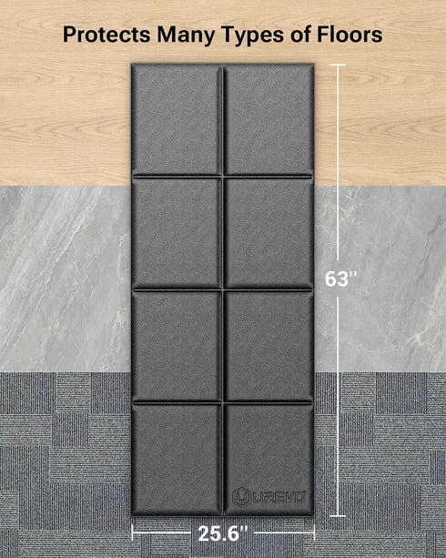 UREVO Foldable Treadmill Mat, Exercise Bike Mats for Home Gym Workout, Waterproof Non-Slip Exercise Equipment Mat Floor