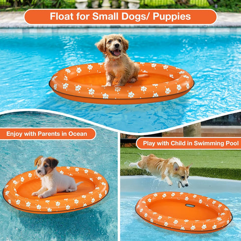Pet Soft Dog Float Raft - Inflatable Swimming Float for Summer (Small, Orange)