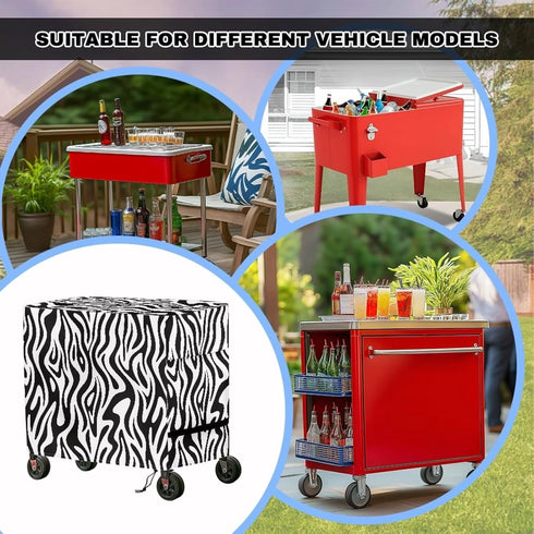 Puxucrazy Ice Chest Cover Zebra Print Cooler Cart Cover Dust-Resistant Patio Cooler Covers for Rolling Cart Coolers