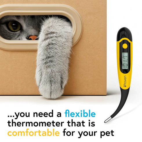 iProven Dog & Cat Thermometer, Accurate Fever Detection, Comfortable Flexible Tip, Waterproof, Fast Readings in 20 sec,