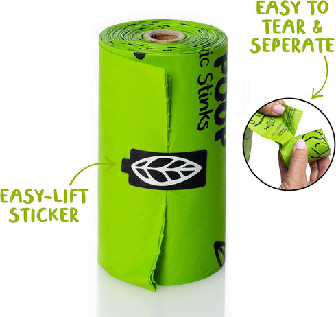 PLANET POOP 60 Un-Scented Home Compostable Dog Poop Bags on Refill Rolls, Thick Leakproof Plant-Based Supplies