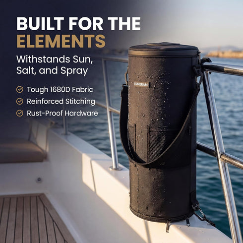 LUMERAM 2 100% 10-13 Premium Boat Trash Can with Side Pockets and Bottom Zipper Opening Odor & Leak Resistant Boat