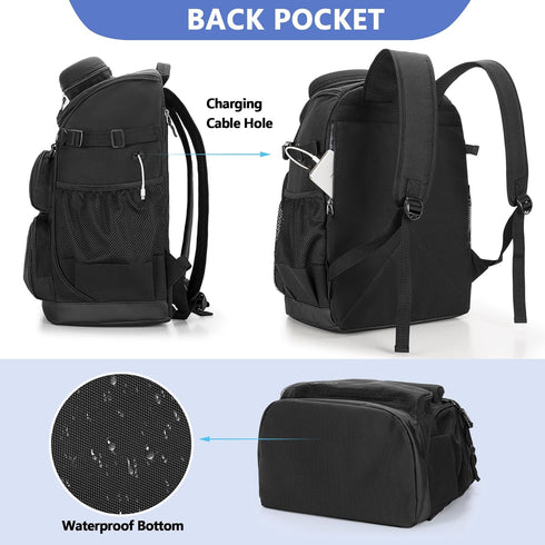 Swim Backpack with Separate Shoe Space, Swim Gear Bag for Swimming Pool and Beach, Black Sports Backpack