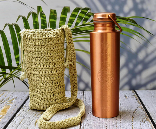 Pure Copper Water Bottles, Seamless Leak Proof Ayurvedic Copper Bottle (1000ml)
