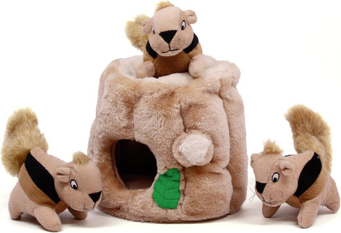 2in1 3 Outward Hound Hide-A-Squirrel Dog Toy Interactive Plush Puzzle with Squeaky Removable Squirrels, Large