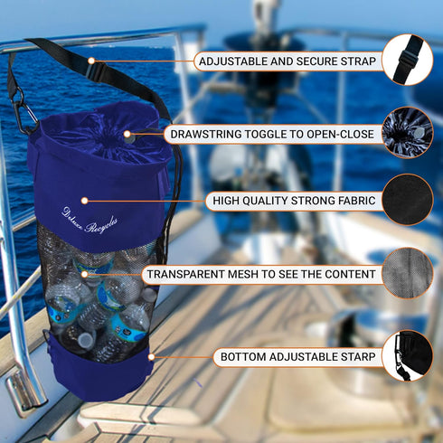 Portable Mesh Trash Bag for Boat - Washable Leakproof Outdoor Garbage Bags for Boat, Kayak or Camper Lightweight