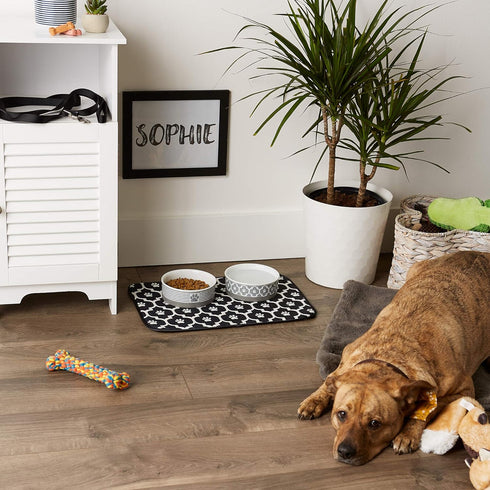 Bone Dry Ultra Absorbent Pet Mat, Machine Washable, 12x18, Black/Off-White Lattice