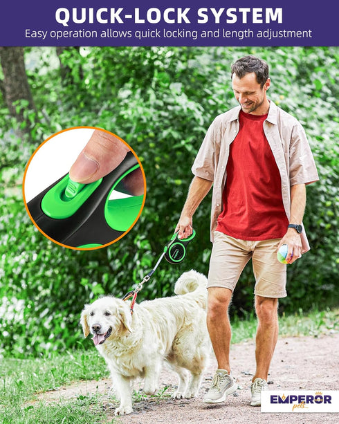 Emperor Pets 26 ft Retractable Dog Leash for Large Dogs up to 110lb, Heavy Duty, GN26