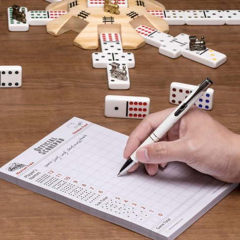(8.2 5.5 Inches) 60 Yellow Mountain Imports Mexican Train and Chicken Foot Dominoes Scorepad/Scoring Sheets x - Sheets